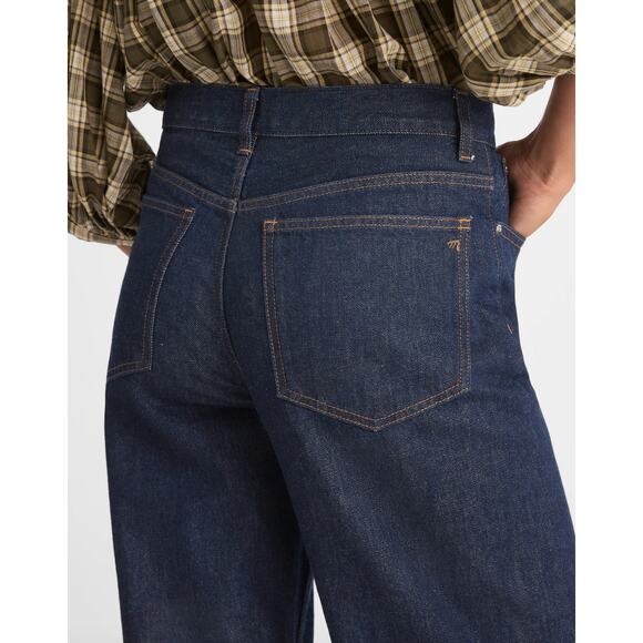 Madewell Petite Low Slung Baggy Jeans Rinse Wash Dark Blue Rigid US 27P NWT - Picture 5 of 14